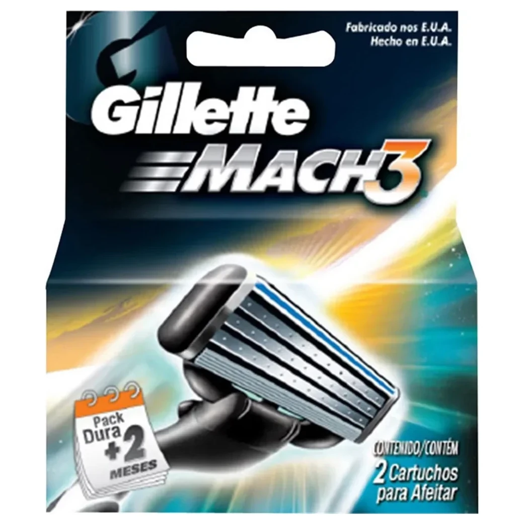 Carga Barbear Mach 3 Regular Gillette 2 Unidades