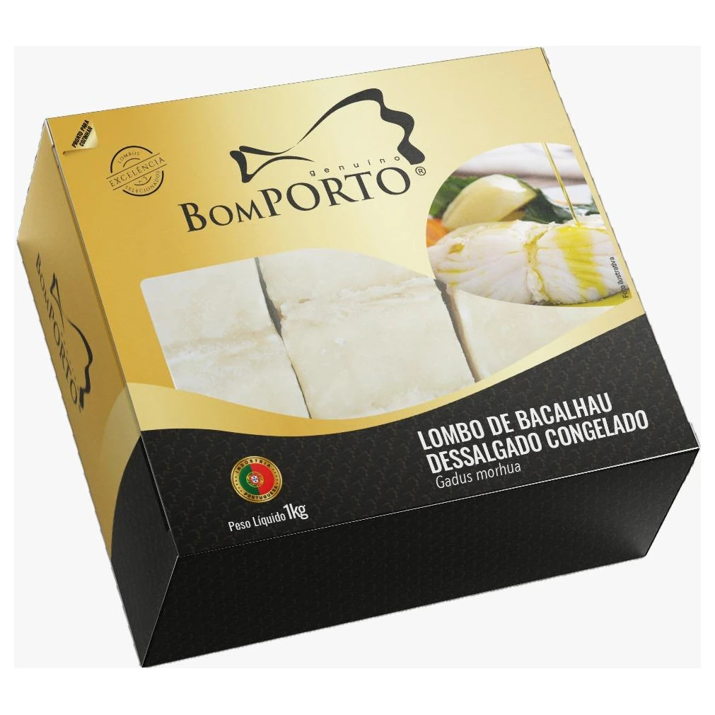 Bacalhau Lombo Congelado Dessalgado Bom Porto Caixa 1kg