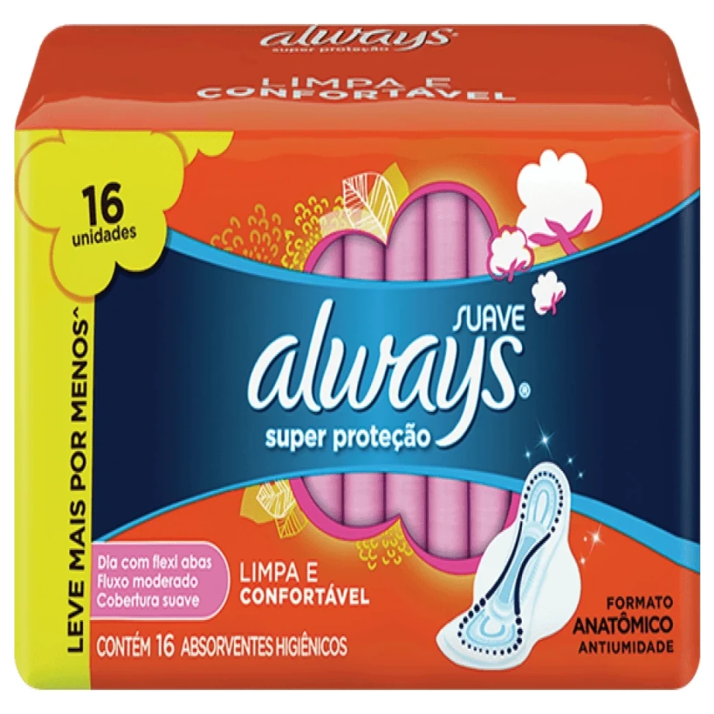 Absorvente Basico Pequeno Suave Always Pacote 16 Unidades