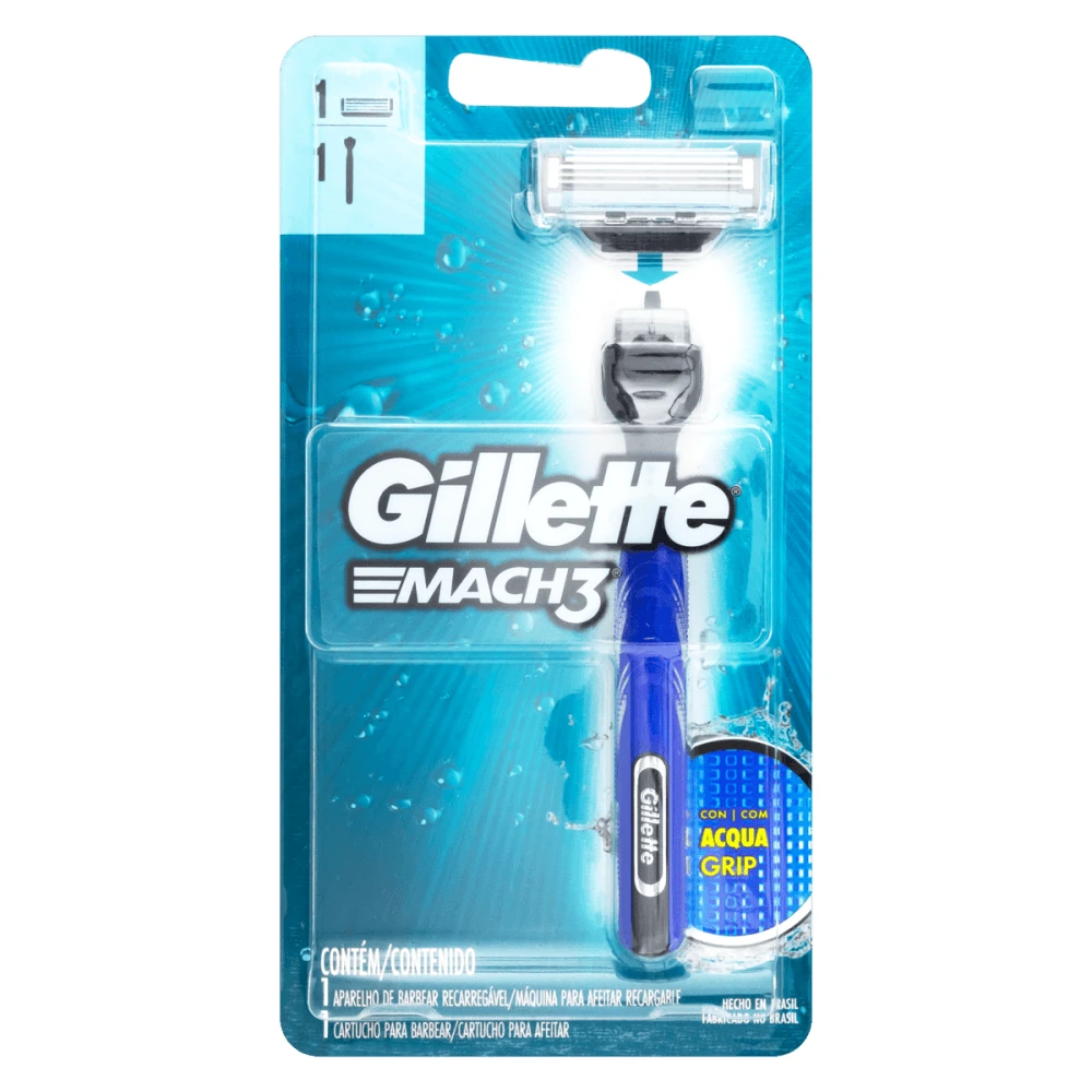 Aparelho Barbear Mach 3 Aqua Grip Gillette