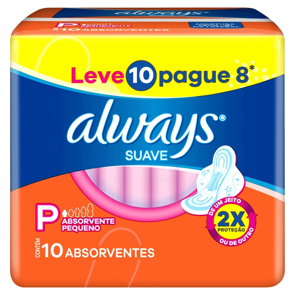 Absorvente Basico Pequeno Suave Lev10 Pag8 Always Pacote 8 Unidades
