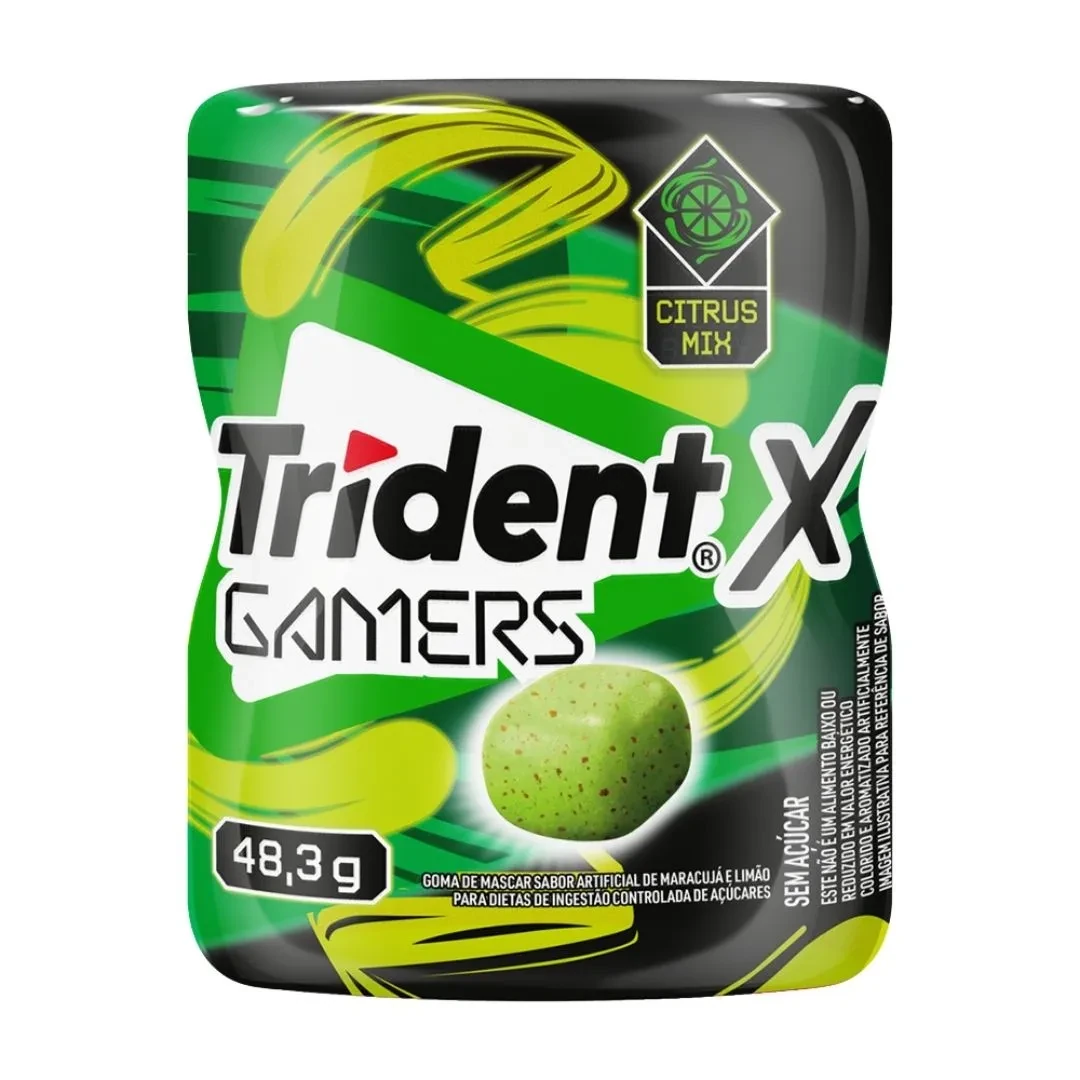 Goma Mascar X Gamers Citrus Mix Trident Pote 48g
