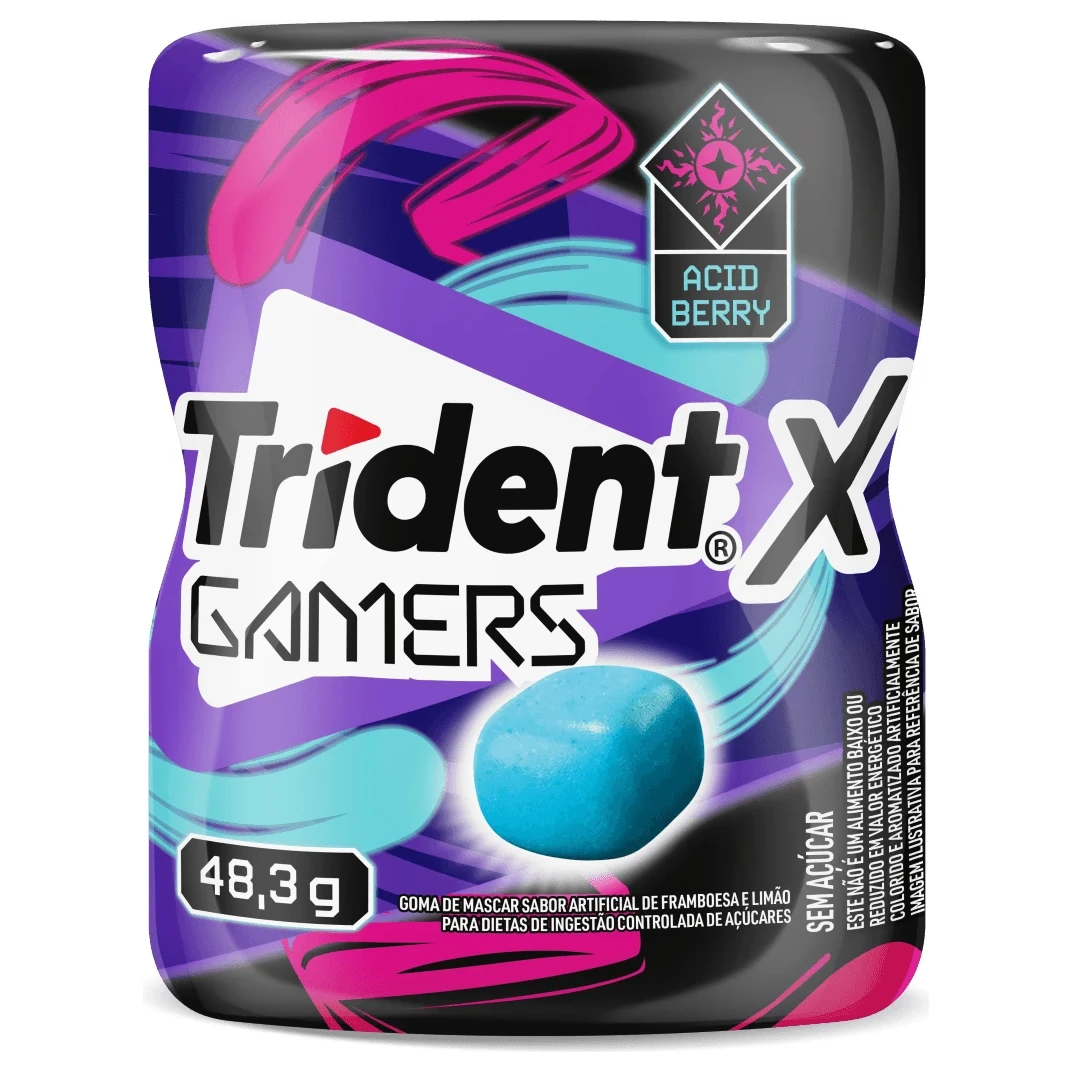 Goma Mascar X Gamers Acid Berry Trident Pote 48g
