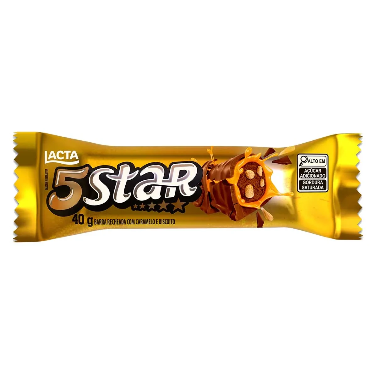 Bombom Barra 5 Star Caramelo Lacta Tablete 40g