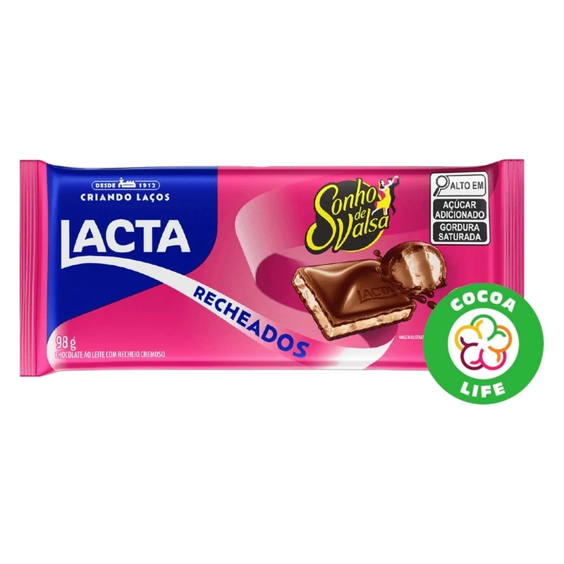 Chocolate Barra Recheados Sonho de Valsa Lacta 98g