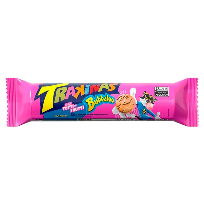 Biscoito Recheado Tutti Frutti Trakinas Pacote 126g