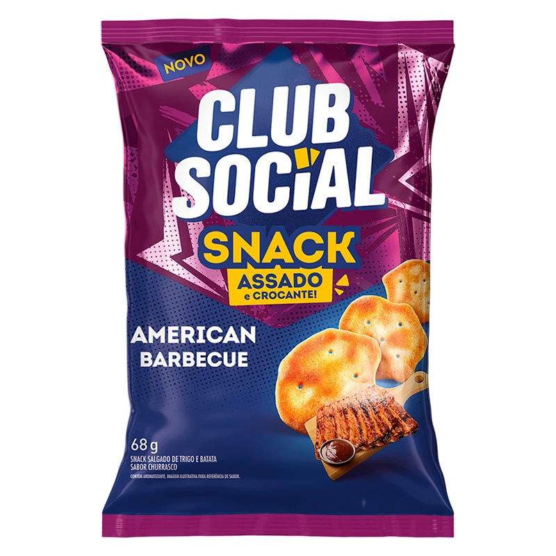 Biscoito Snack American Barbecue Club Social Pacote 68g