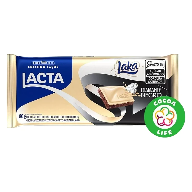 Chocolate Barra Laka Diamante Negro Lacta 80g