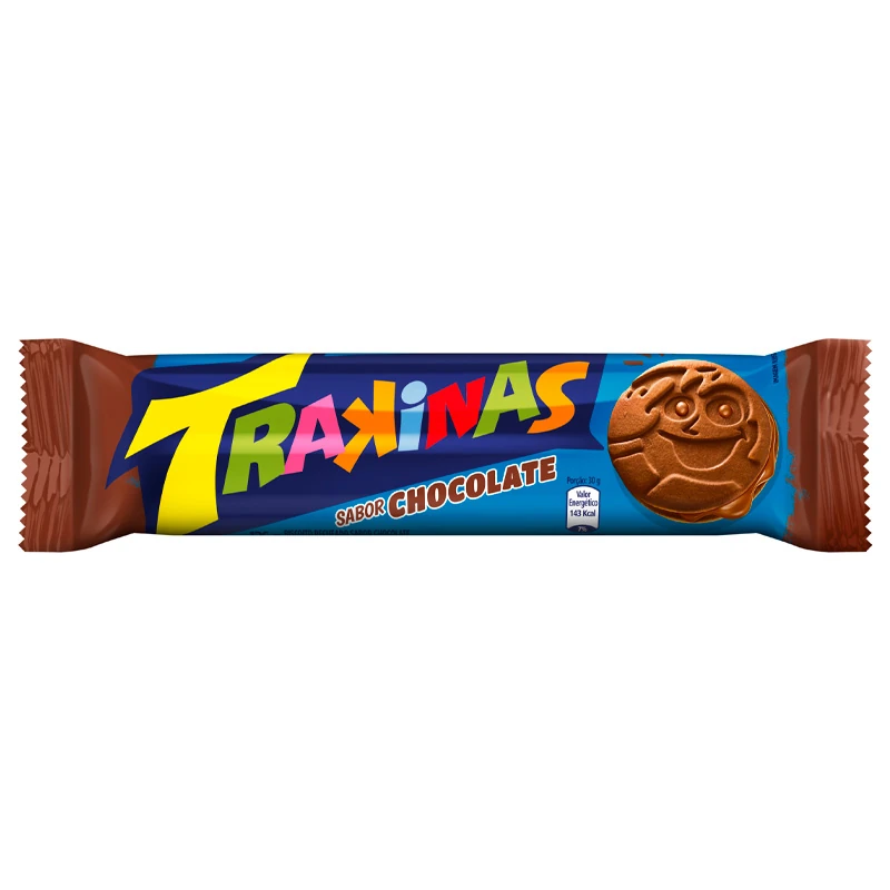Biscoito Recheado Chocolate Trakinas Pacote 126g