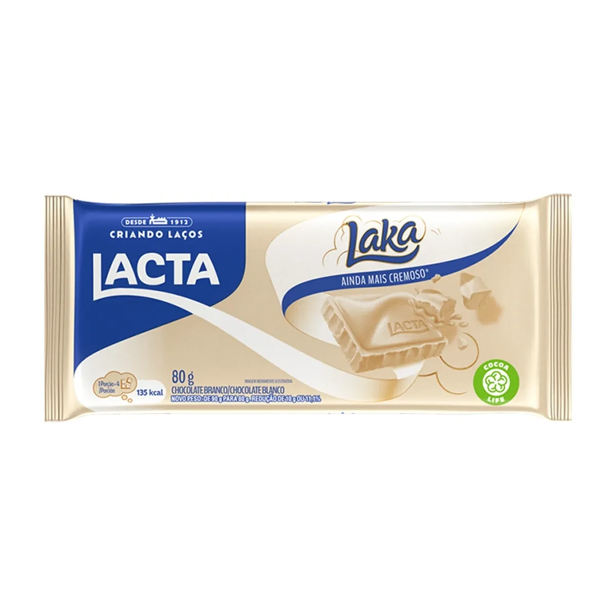 Chocolate Barra Laka Branco Lacta 80g