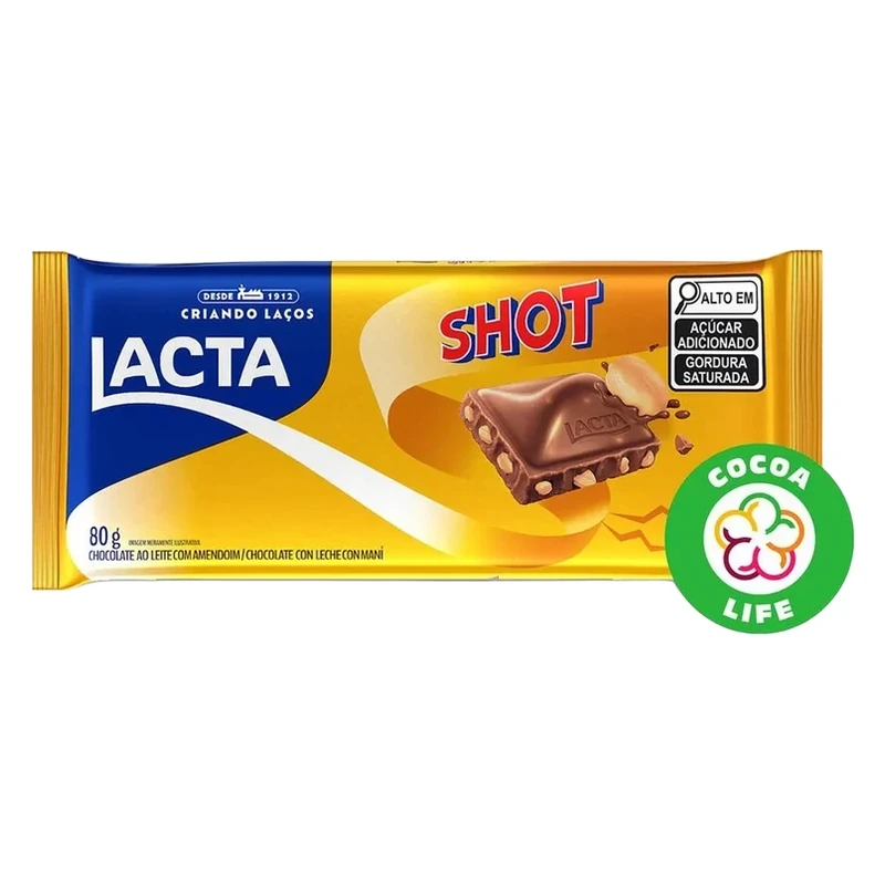 Chocolate Barra Shot Amendoim Lacta 80g