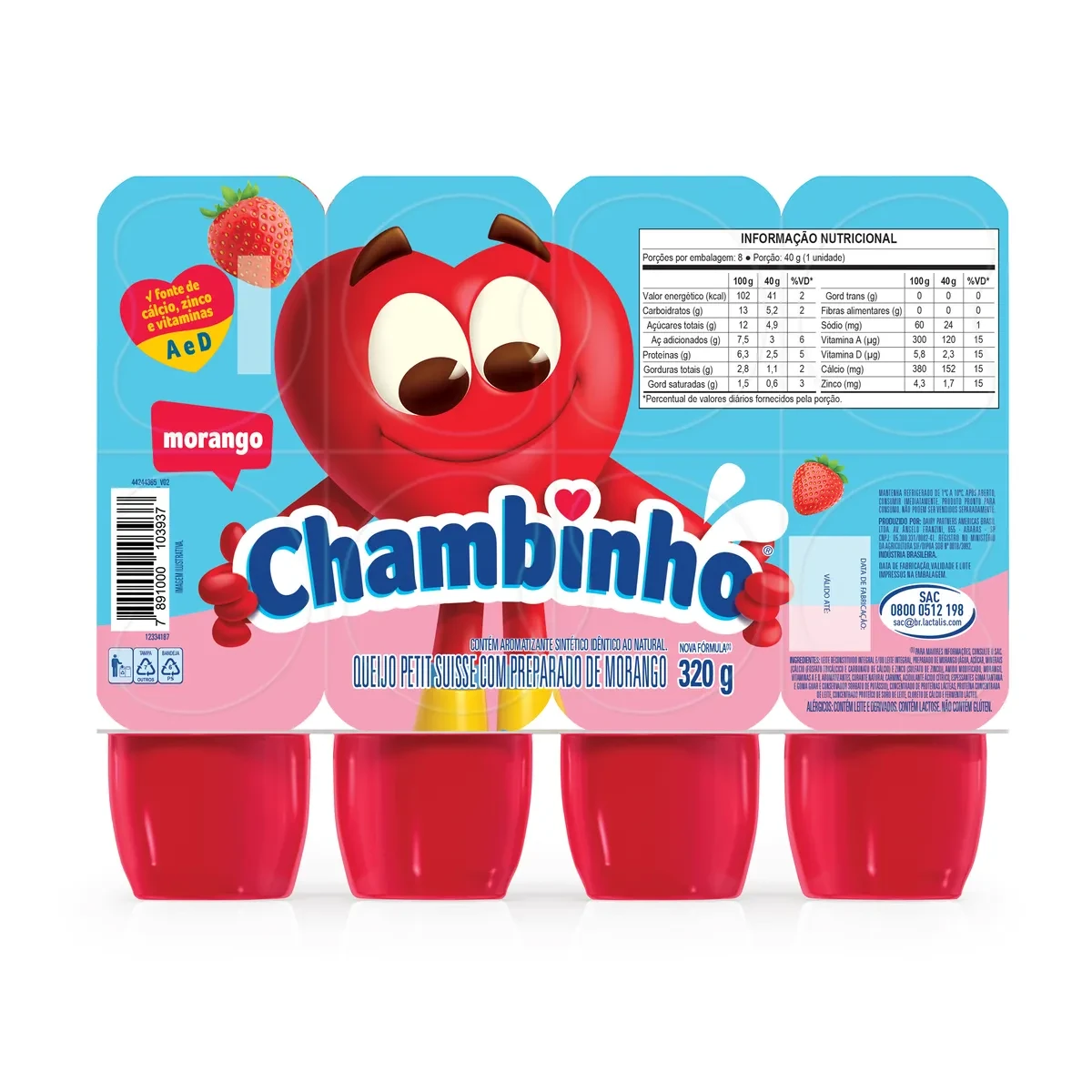 Petit Suisse Morango Chambinho Bandeja 320g