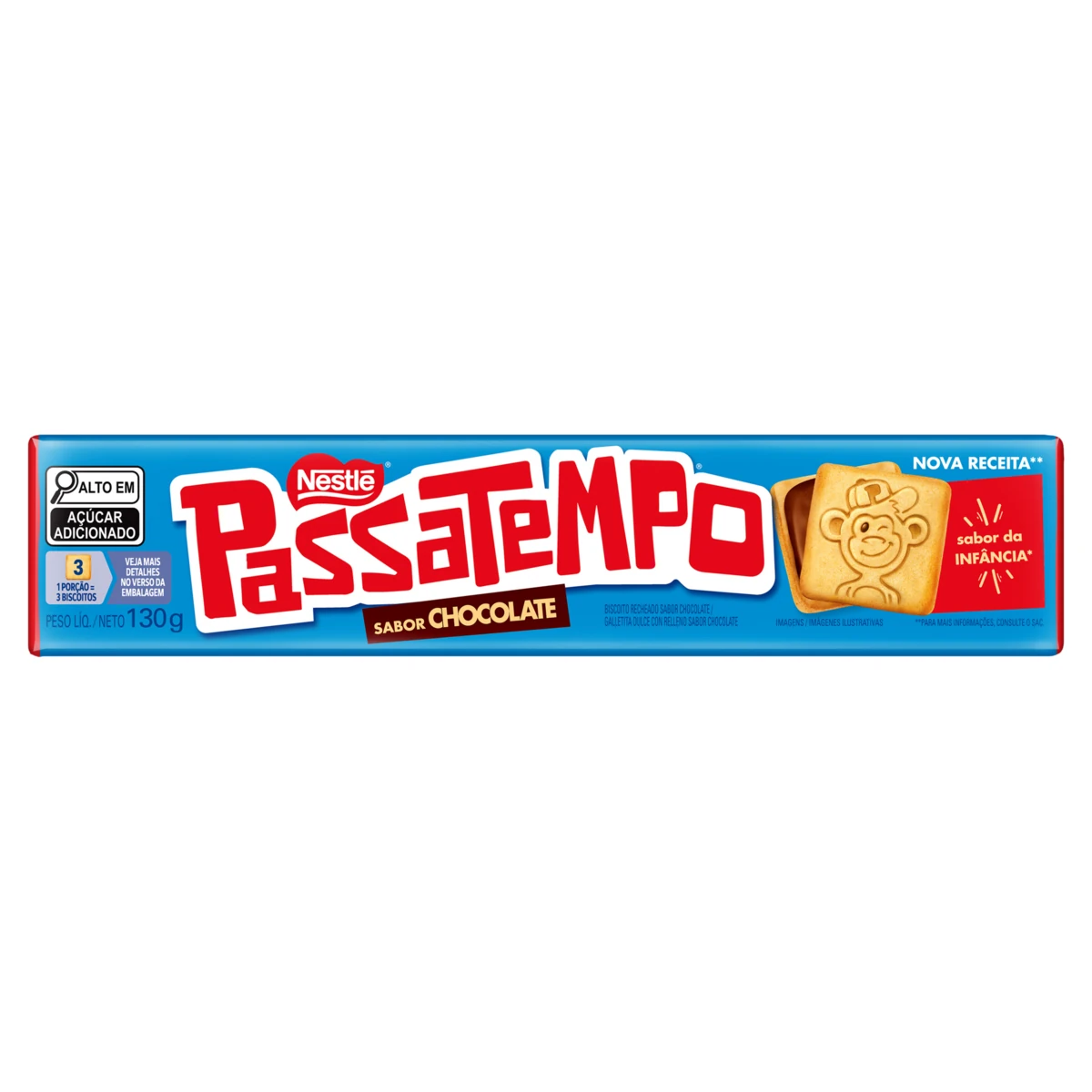 Biscoito Recheado Chocolate Passatempo Pacote 130g