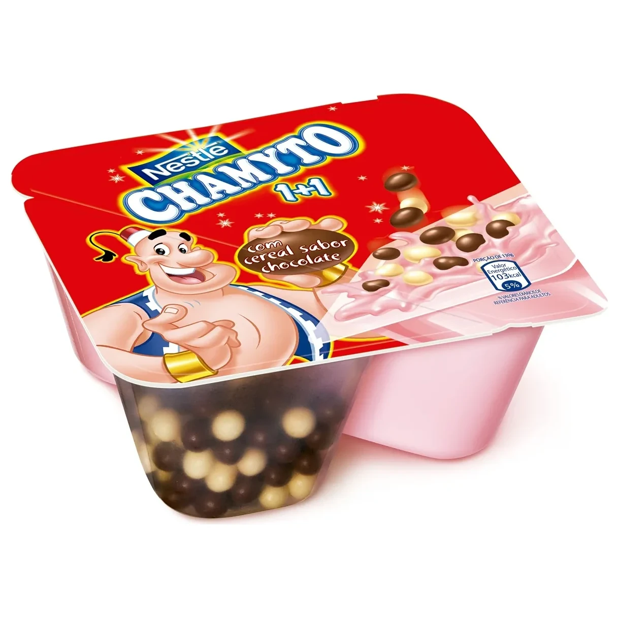 Bebida Lactea Fermentada Cereais 1+1 Chocolate Chamyto Pote 130g