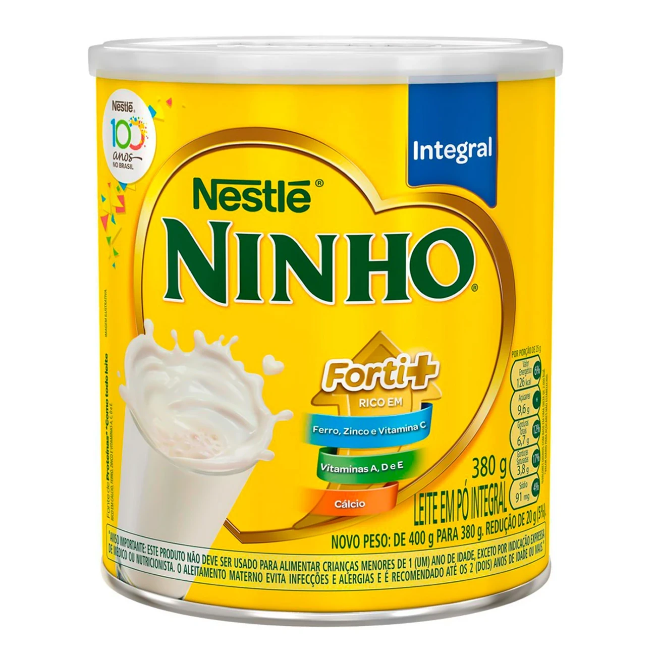 Leite Pó Instantaneo Integral Ninho Lata 380g
