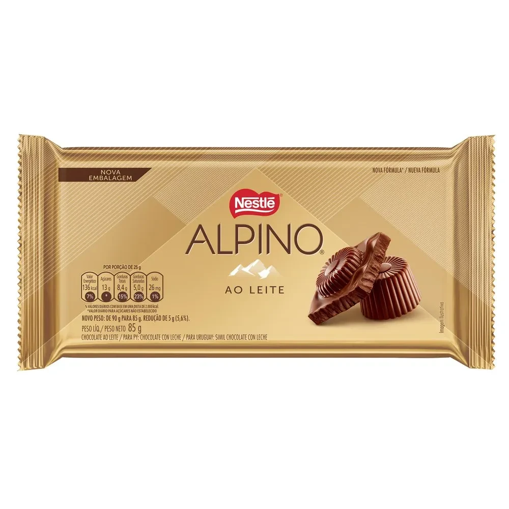 Chocolate Barra Alpino ao Leite Nestle Tablete 80g