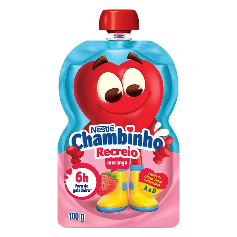 Iogurte Chambinho Recreio Morango Nestle Pouch 100g