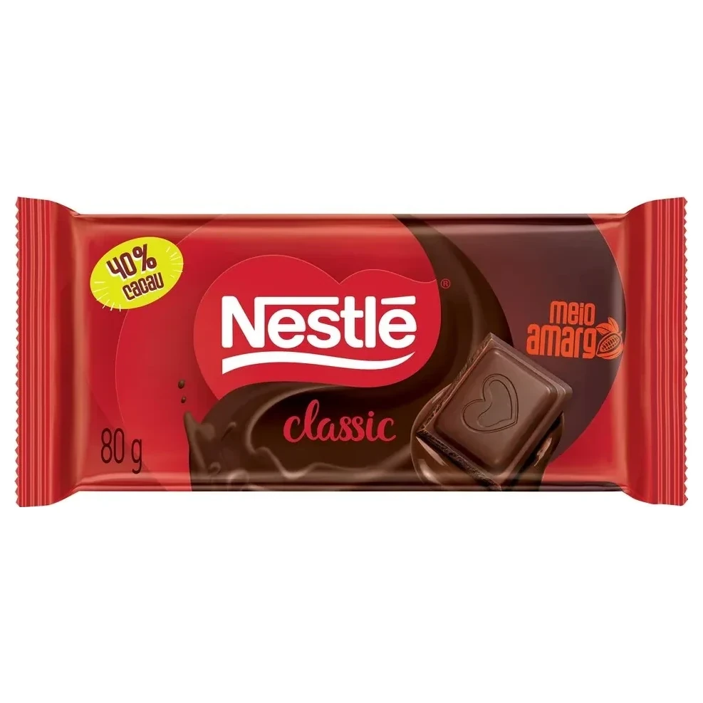 Chocolate Barra Meio Amargo Nestle Tablete 80g
