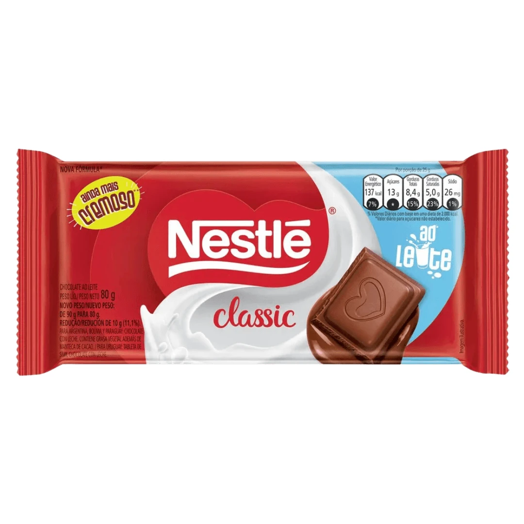 Chocolate Barra Classic Leite Nestle Tablete 80g
