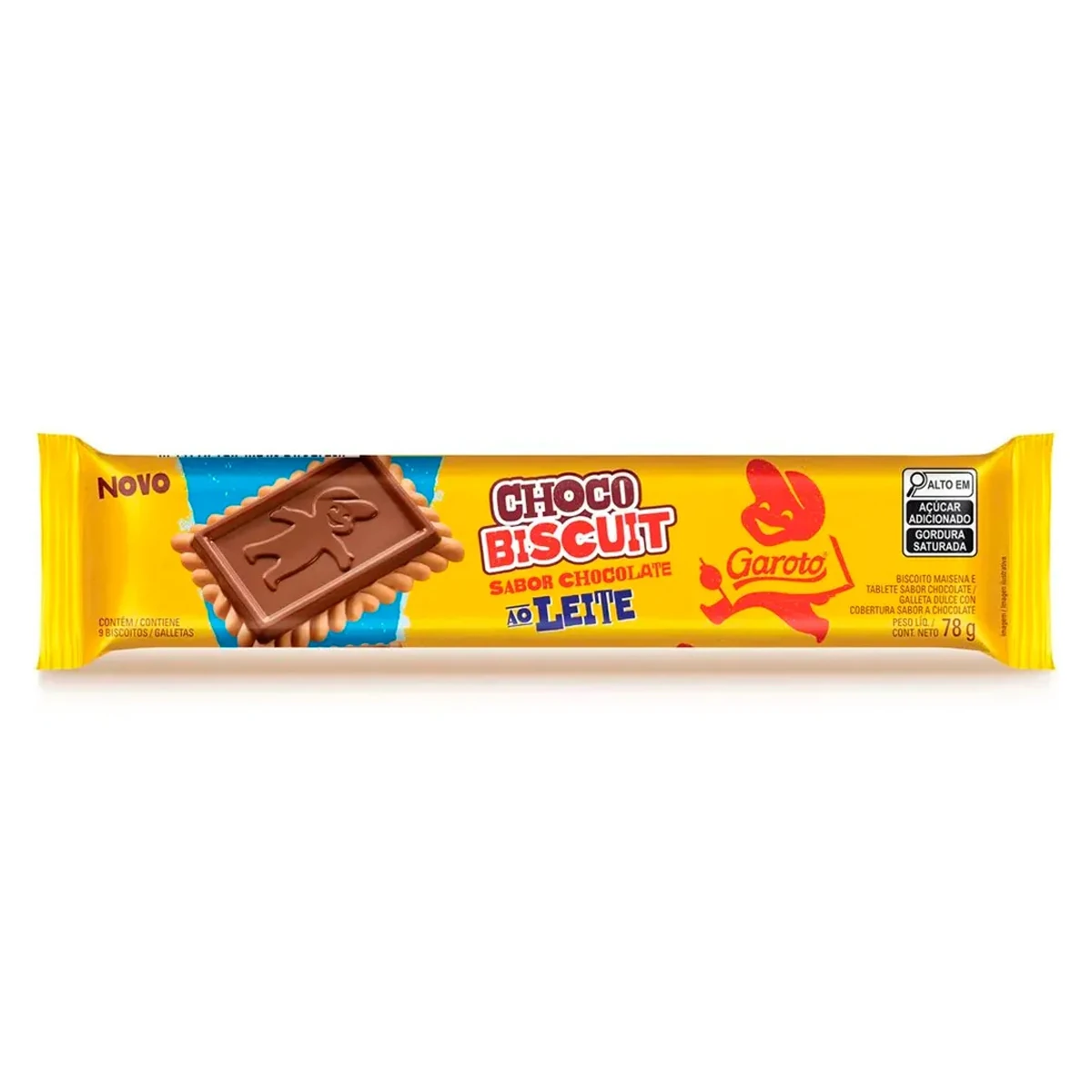 Biscoito Coberto Chocolate Chocobiscuit Garoto Pacote 78g