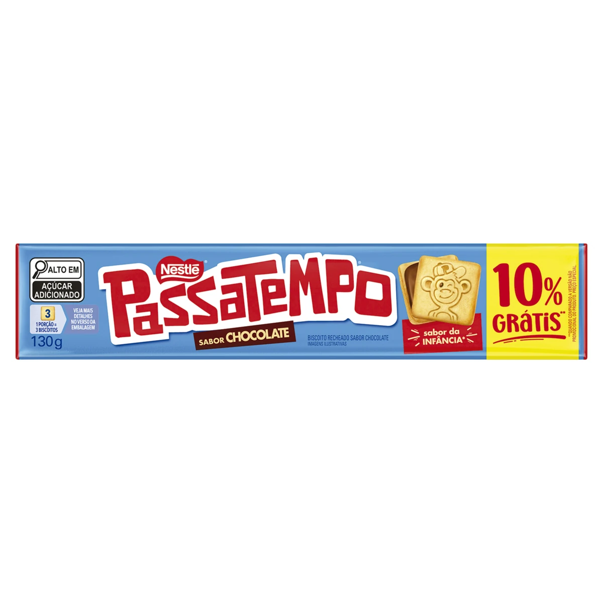 Biscoito Recheado Chocolate 10% Passatempo Pacote 130g