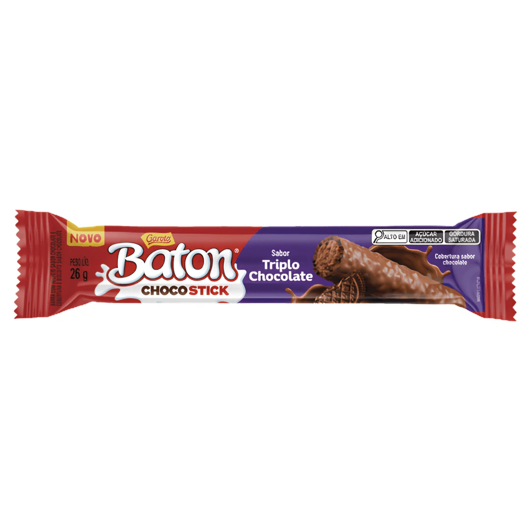 Barra Recheada Rolinho Triplo Chocolate Baton 26g