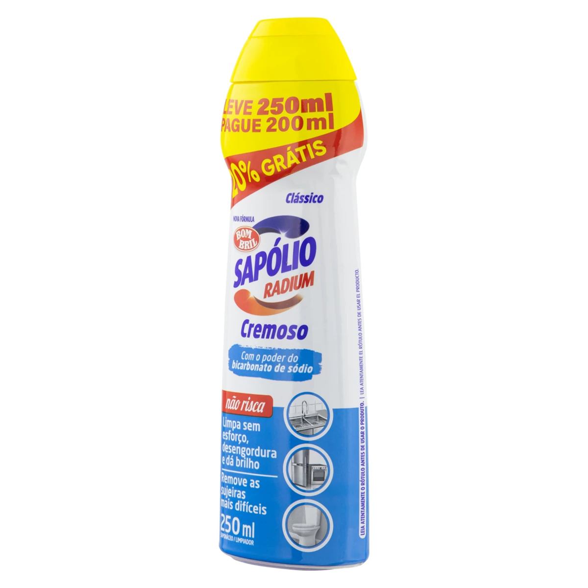 Saponaceo Cremoso Sapolio Radium Classico Bombril Squeeze 250ml
