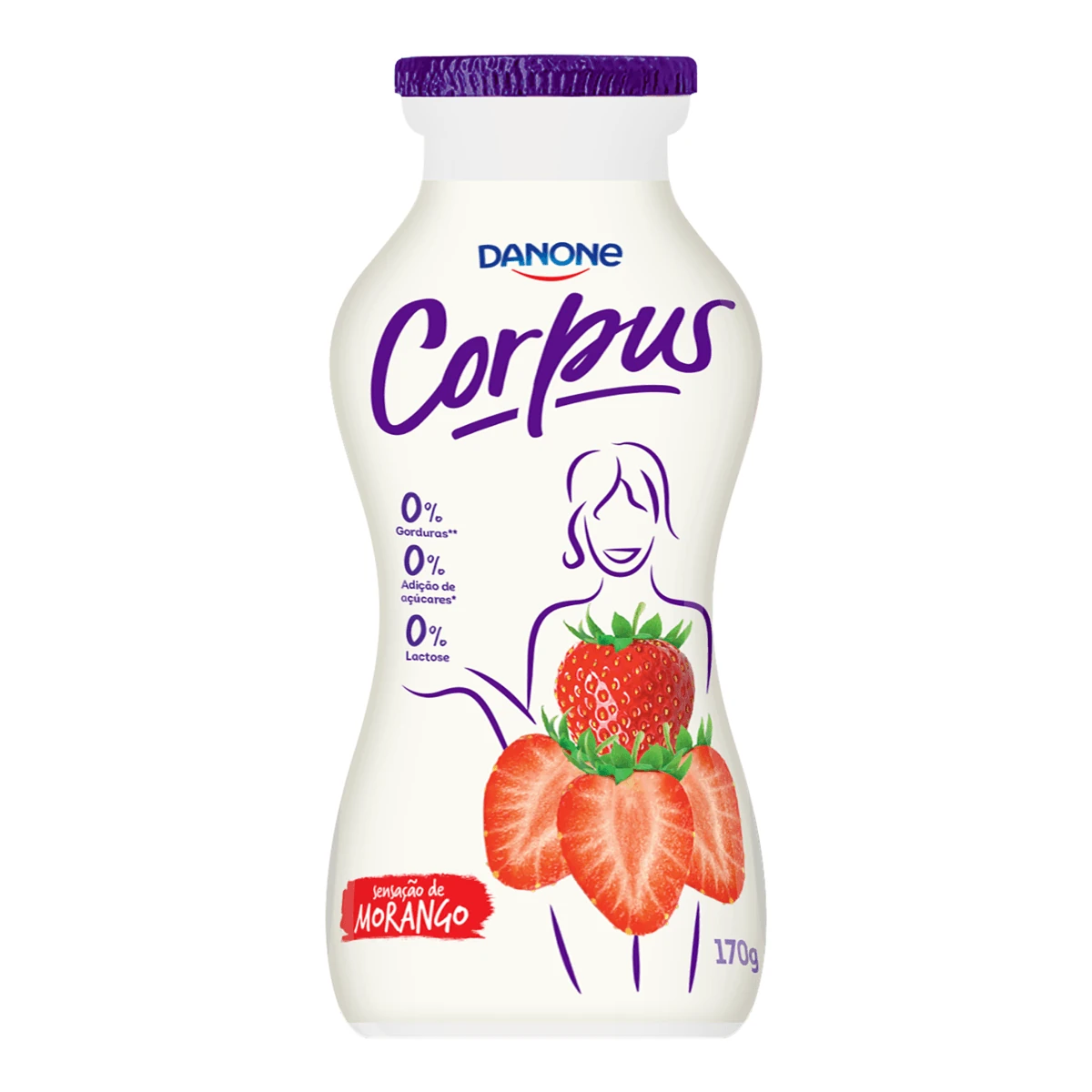 Iogurte Desnatado Morango Corpus Garrafa 170g