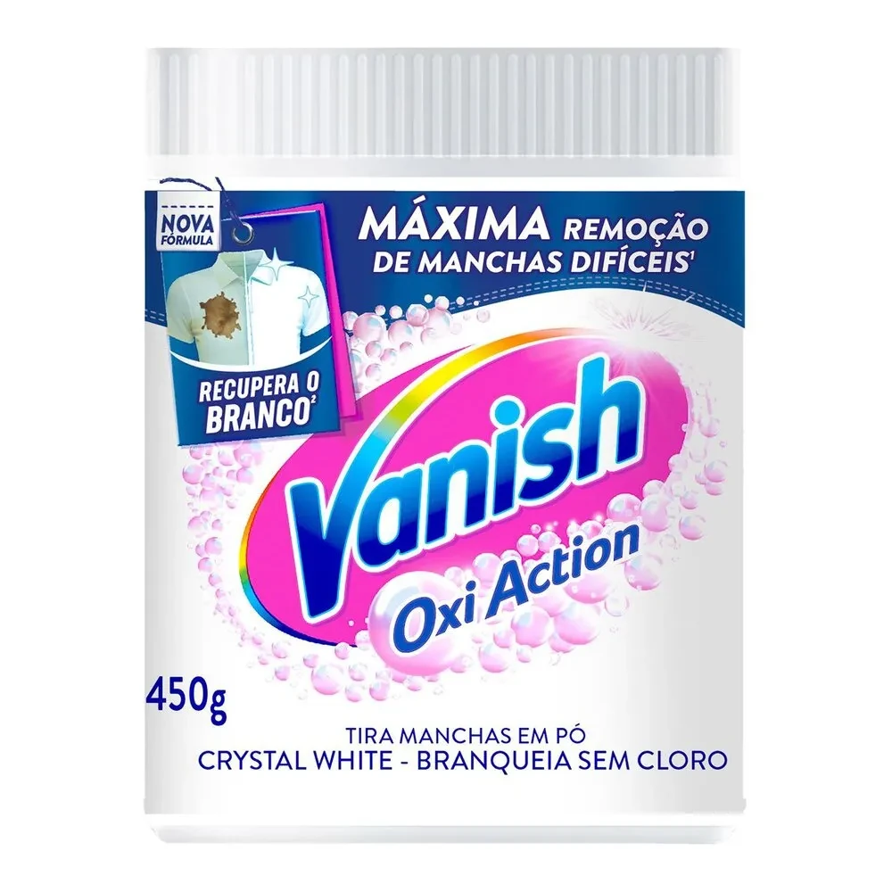 Tira Mancha Pó Cristal White Roupas Brancas Vanish Pote 450g