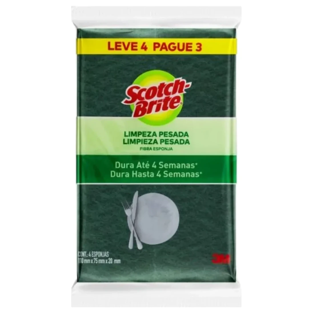 Esponja Multi Uso Dupla Face Lev4 Pag3 Scotch Brite Unidades 4