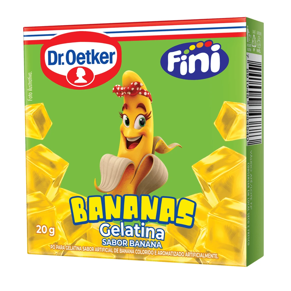 Gelatina Pó Fini Bananas Dr Oetker Caixa 20g