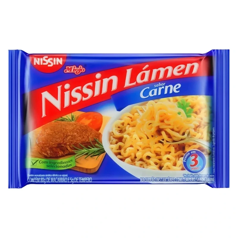 Massa Macarrão Instantaneo Carne Nissin Pacote 85g