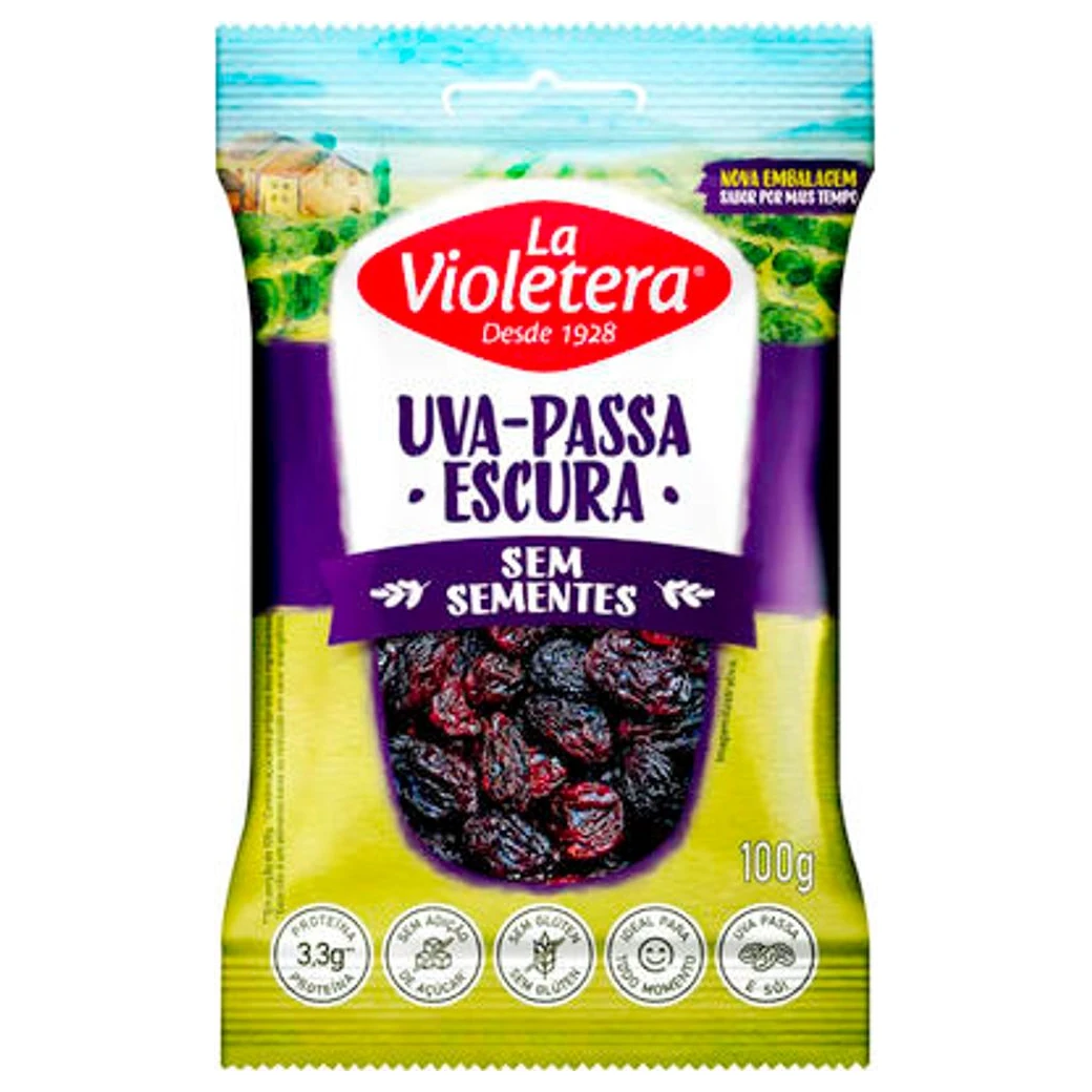 Uva Passa Preta sem Semente La Violetera Pacote 100g