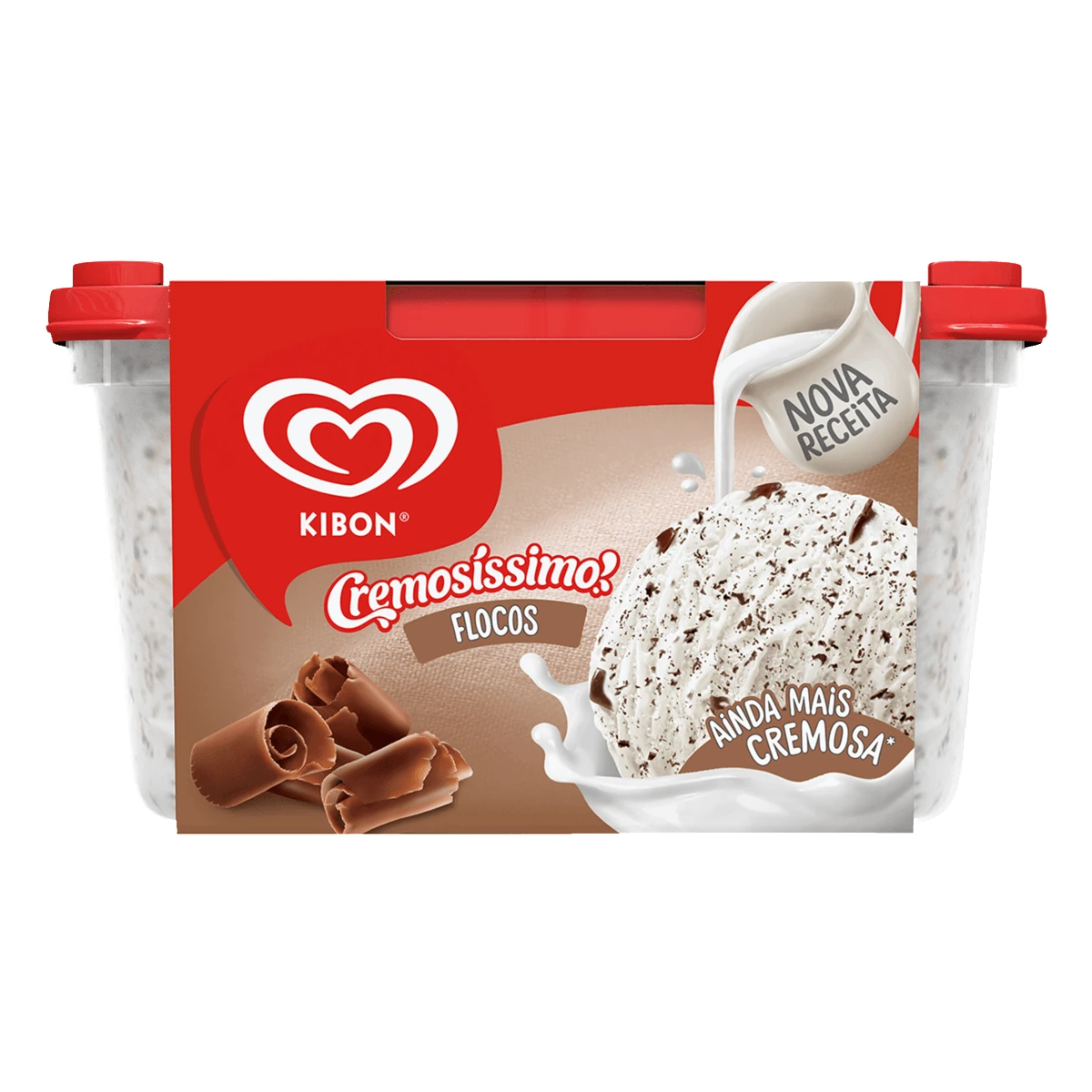 Sorvete Congelado Cremosissimo Flocos Kibon Pote 1,5L