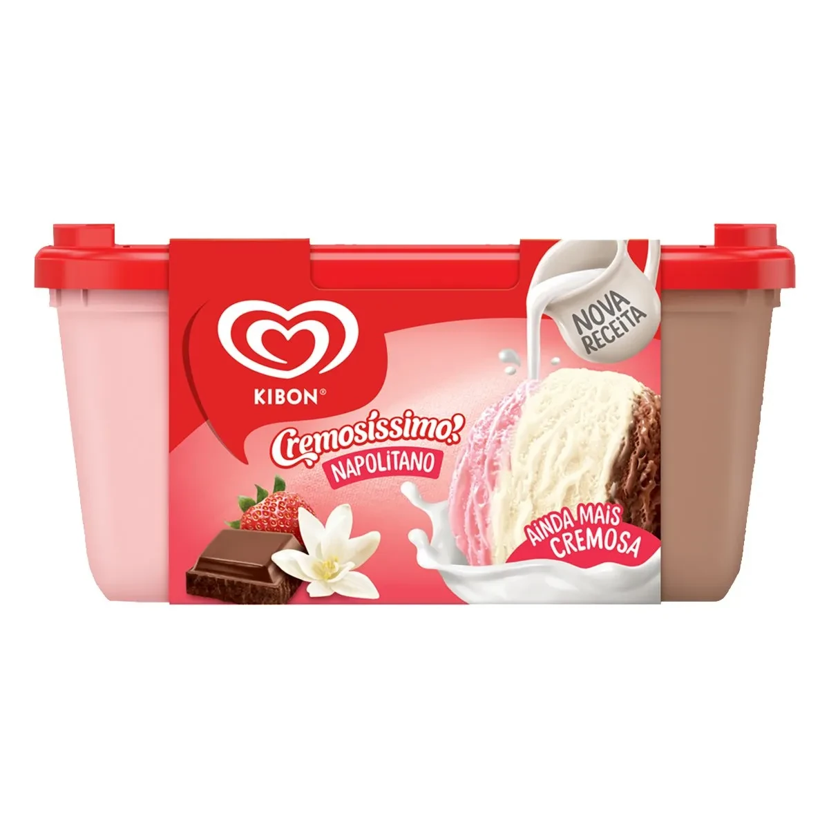 Sorvete Congelado Cremosissimo Napolitano Kibon Pote 1,5L