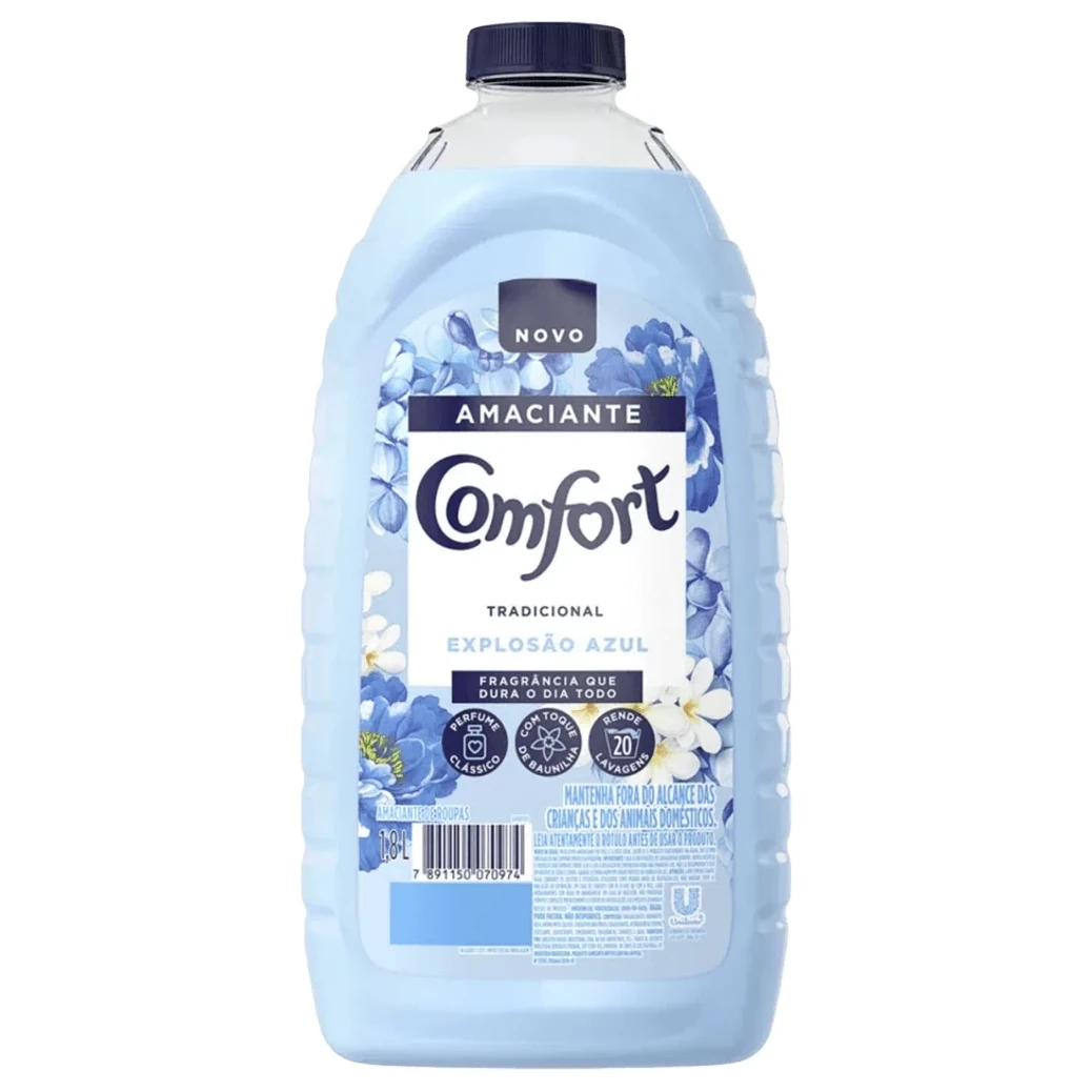 Amaciante Roupa Explosao Azul Comfort Frasco 1800ml
