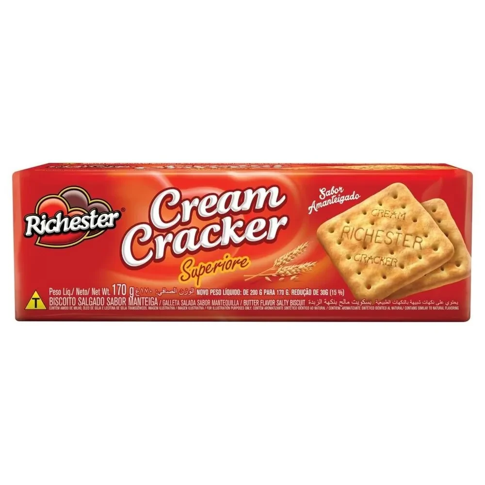 Biscoito Cream Cracker Manteiga Tradicional Richester Pacote 170g