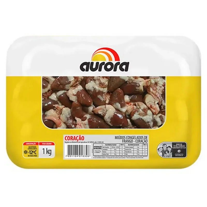 Coração de Frango Congelado Aurora Bandeja 1kg