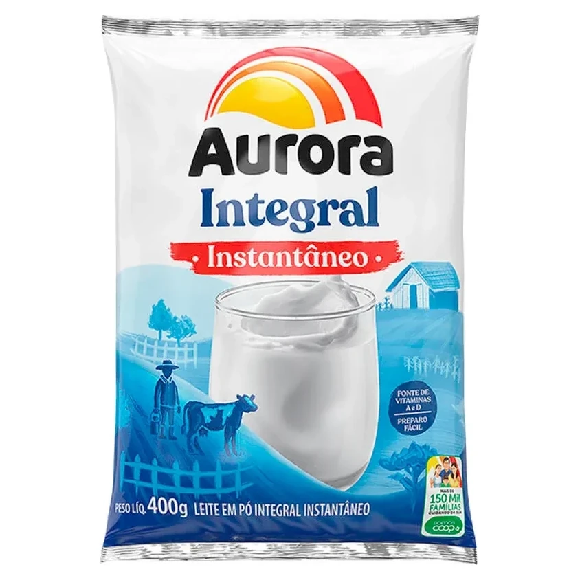 Leite Pó Instantaneo Integral Aurora Sache 400g