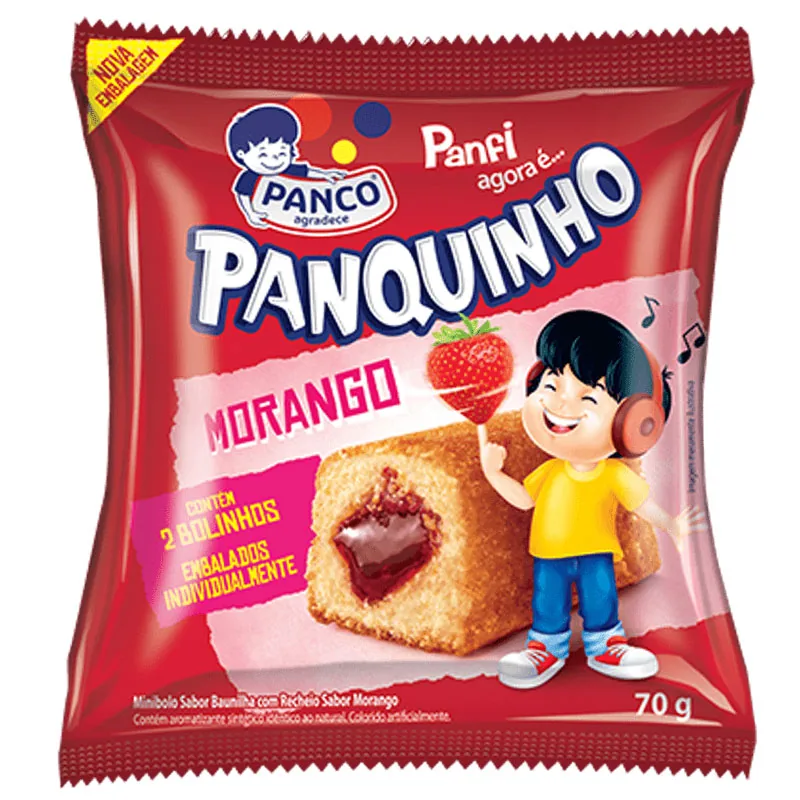 Mini Bolo Panquinho Morango Panco Pacote 70g