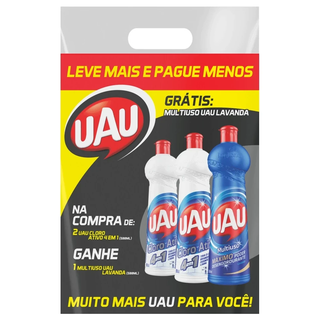 Limpador Multi Uso Squeeze Cloro Ativo Limp Lav Uau Pack 3 Unidades