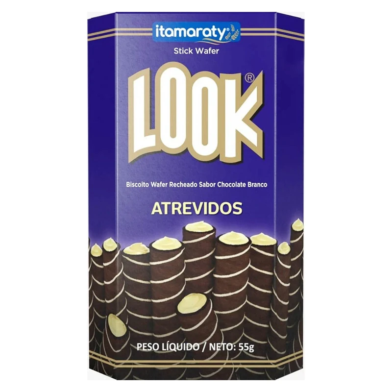 Biscoito Wafer Rolinho Chocolate Branco Look Caixa 55g