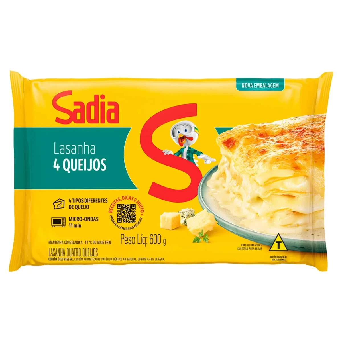 Lasanha Congelada 4 Queijos Sadia Caixa 600g
