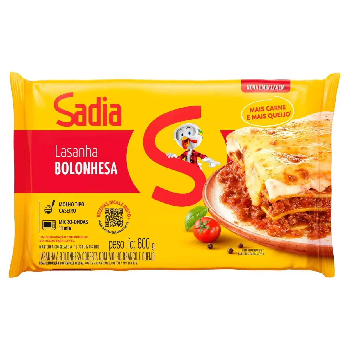 Lasanha Congelada Bolonhesa Sadia Caixa 600g