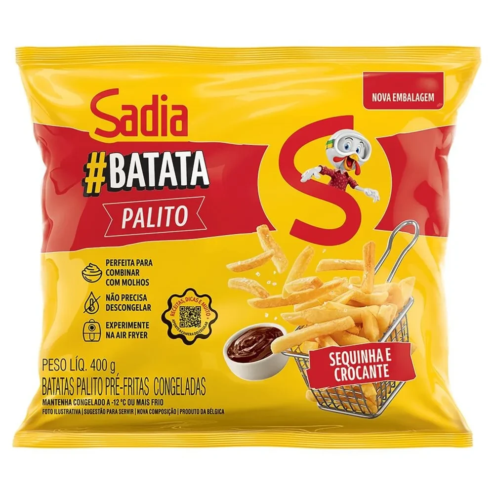 Batata Pre Cozida Congelado Palito Sadia Pacote 400g