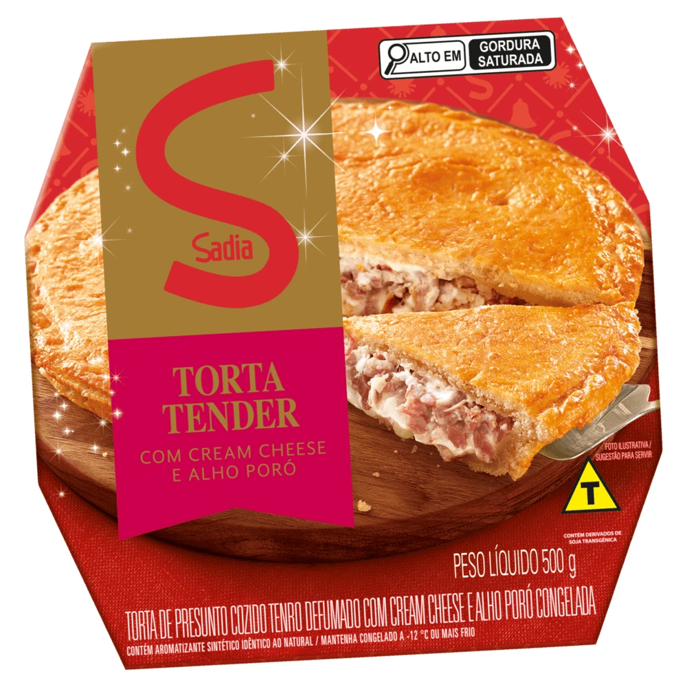 Torta Pronto Congelada Tender Alho Poro Sadia Bandeja 500g