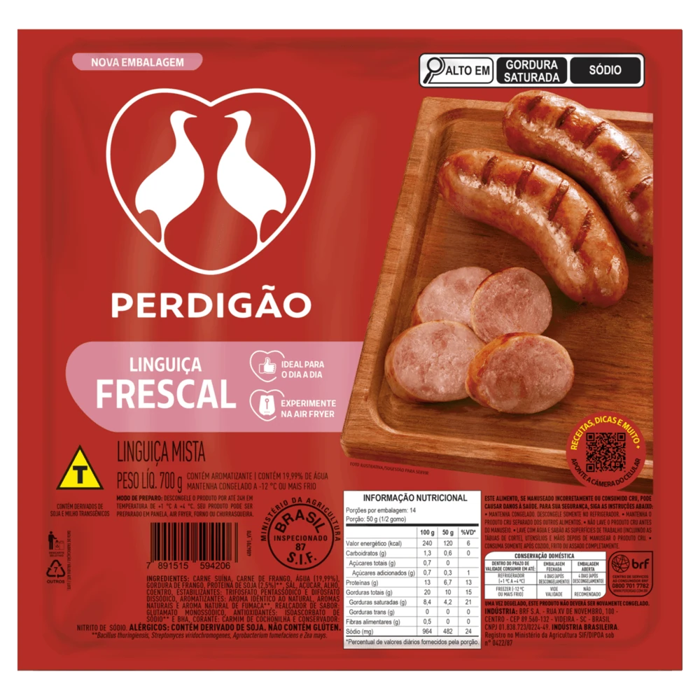 Linguiça Mista Frescal Perdigao Pacote 700g