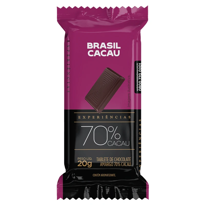 Chocolate Barra 70% Cacau Amargo Brasil 20g