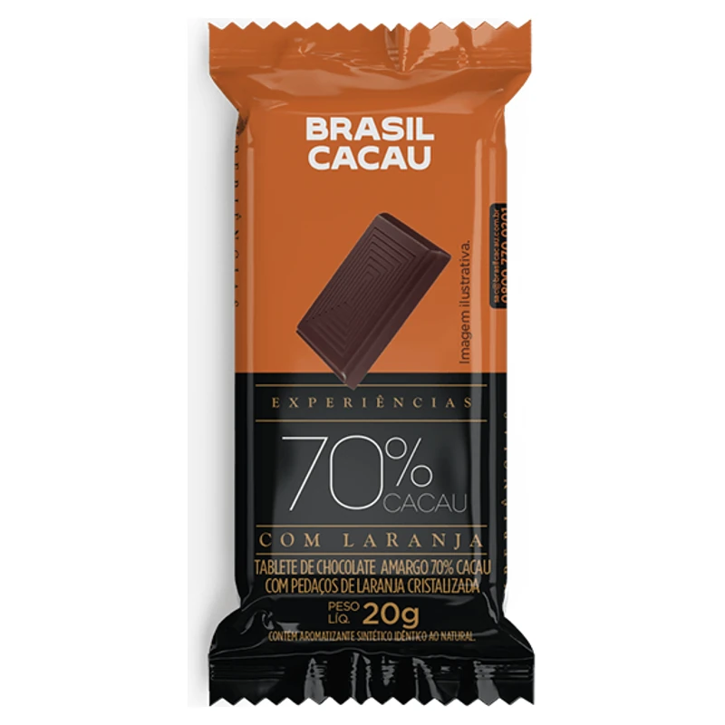 Chocolate Barra 70% Cacau Laranja Brasil 20g
