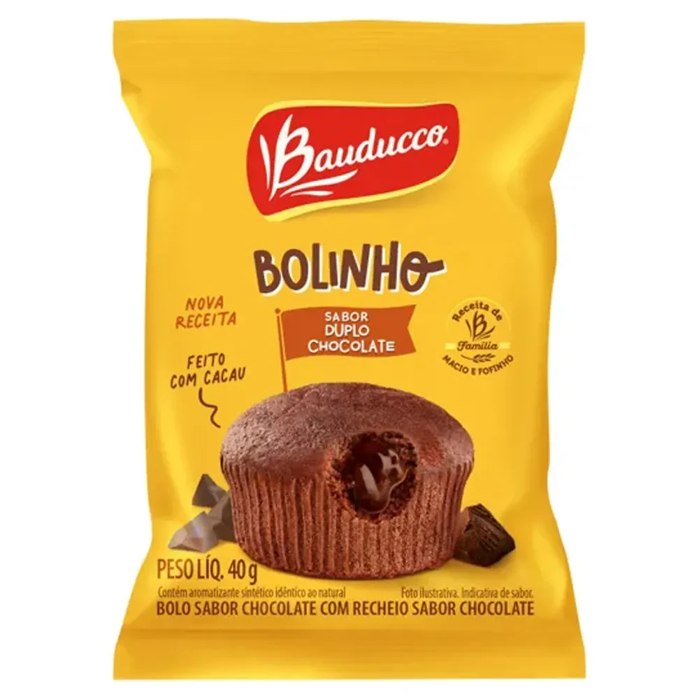 Mini Bolo Duplo Chocolate Bauducco Pacote 34g
